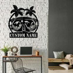 personalized scuba diving metal sign scuba diving name sign home decor beach house decoration housewarming gift 2