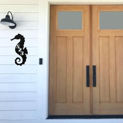 personalized sea horse coastal beach house address sign custom metal signs 1