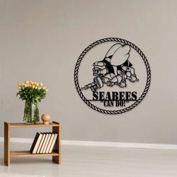 personalized seabee navy veteran sign independence day veteran day patriotic decor custom metal sign 1