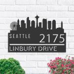 personalized seattle city skyline metal address sign house number plaque realtor closing gift custom metal sign 0