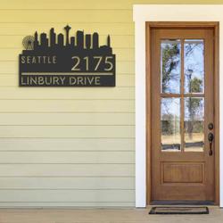 personalized seattle city skyline metal address sign house number plaque realtor closing gift custom metal sign 1