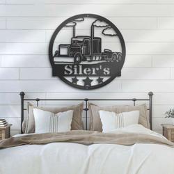 personalized semi truck driver sign trucker name custom metal signs truck sign dad gifts 1