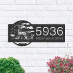 personalized semi truck us flag truck driver address sign house number plaque custom metal sign 0