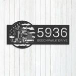 personalized semi truck us flag trucker driver address sign house number plaque custom metal sign 0