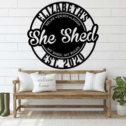 personalized she shed garden room decorative custom metal sign housewarming gift 1