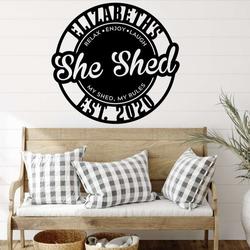 personalized she shed garden room decorative custom metal sign housewarming gift 2