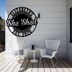 personalized she shed garden room decorative custom metal sign housewarming gift 3