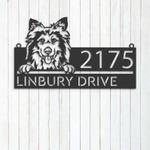 personalized shetland sheep dog cute puppy address sign house number plaque custom metal sign 0