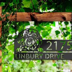 personalized shih tzu dog cute puppy address sign house number plaque custom metal sign 1