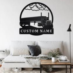 personalized side dump truck metal name sign home decor gift for truck drivers 2