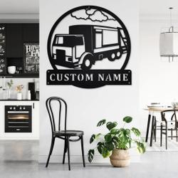 personalized side garbage truck metal name sign home decor gift for truck drivers 2