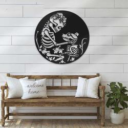 personalized skeleton dog and mom metal sign halloween decoration for home 1