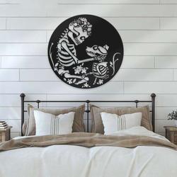 personalized skeleton dog and mom metal sign halloween decoration for home 2