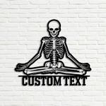 personalized skeleton yoga figurine meditatingsign funny yoga studio home decor custom metal sign 0