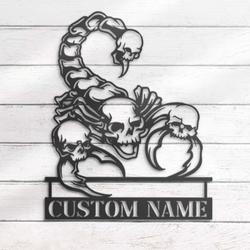 Personalized Skull Scorpion Skull  Metal Wall Art Halloween Decoration for Home