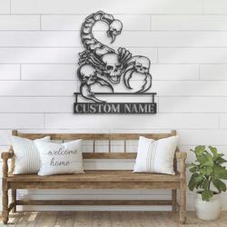 personalized skull scorpion skull metal wall art halloween decoration for home 1
