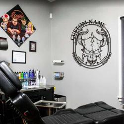 personalized skull tattoo metal sign tattoo studio sign tattoo room decor custom metal signs 3
