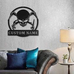 personalized skull welder fabricator metal sign art man cave home decor custom metal sign 1