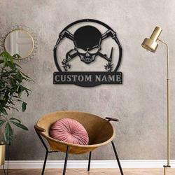 personalized skull welder fabricator metal sign art man cave home decor custom metal sign 2