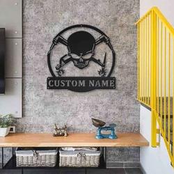 personalized skull welder fabricator metal sign art man cave home decor custom metal sign 3