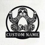 personalized sloth mandala yoga studio home decor custom metal sign 0