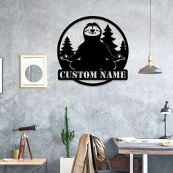 personalized sloth yoga namaste yoga studio home decor custom metal sign 1