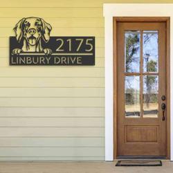 personalized smiling weimaraner dog cute puppy address sign house number plaque custom metal sign 1