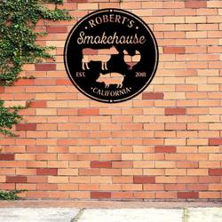 personalized smoke house metal sign grill sign farmhouse decor grill bar sign fathers day gift dad gifts 2