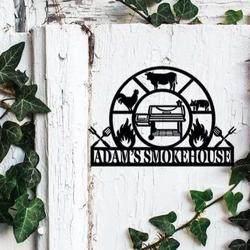 personalized smokehouse metal sign bbq sign barbecue sign bar and grill sign patio decor home outdoor bbq decor 1