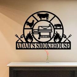 personalized smokehouse metal sign bbq sign barbecue sign bar and grill sign patio decor home outdoor bbq decor 3