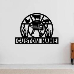 Personalized Smoker Metal Wall Art Grill Patio Backyard Pool Decoration