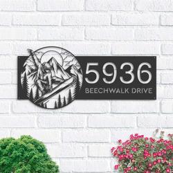 personalized snowboard snowboarder winter sport v2 address sign house number plaque custom metal sign 1
