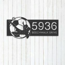 personalized soccer player football v2 address sign house number plaque custom metal sign 1