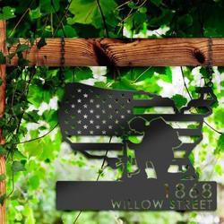 personalized soldier american flag patriotic army address sign house number plaque custom metal sign 1
