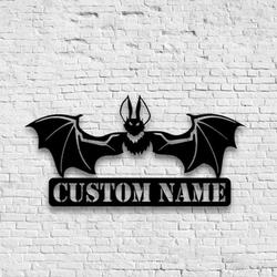 Personalized Spooky Bat Metal Wall Art Halloween Signs Halloween Decoration for Home