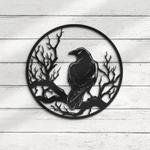 personalized spooky crow moon metal wall art halloween decoration for home 0