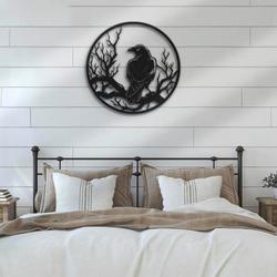 personalized spooky crow moon metal wall art halloween decoration for home 2