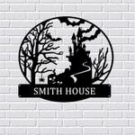 personalized spooky haunted house metal sign halloween decoration for home 0