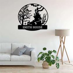 personalized spooky haunted house metal sign halloween decoration for home 1