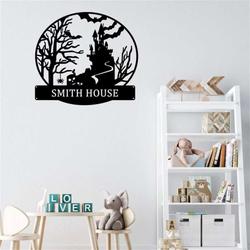 personalized spooky haunted house metal sign halloween decoration for home 4