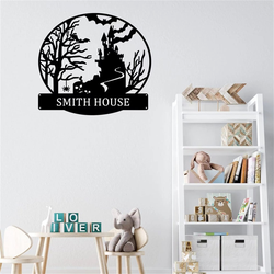 personalized spooky haunted house metal sign v1 custom family name welcome sign halloween decor home 1