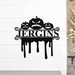 personalized spooky jack o lantern pumkin metal sign halloween decoration for home 0