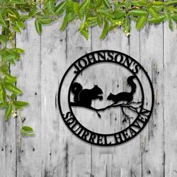 personalized squirrel heaven campground decor custom metal sign 2