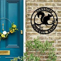 personalized squirrel house squirrel ranch garden decorative custom metal sign 2