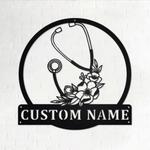 personalized stethoscope floral metal wall art custom nurse name sign gifts for nursing 0