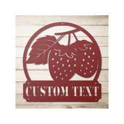 Personalized Strawberry Garden Yard Decorative Custom Metal Wall Art Housewarming Gift