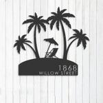 personalized summer beach scene address sign house number plaque custom metal sign 0