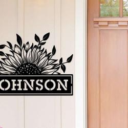 personalized sunflower family name sign garden decorative custom metal sign housewarming gift 1