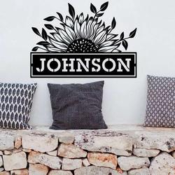 personalized sunflower family name sign garden decorative custom metal sign housewarming gift 2
