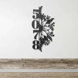 personalized sunflower vertical address sign house number plaque custom metal sign 1
